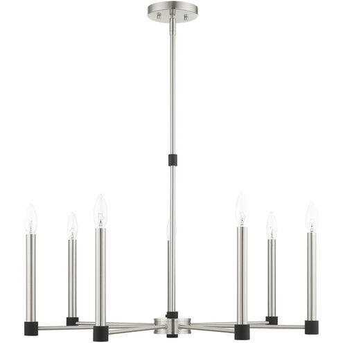 Karlstad 7 Light 28 inch Brushed Nickel with Satin Brass Accents Chandelier Ceiling Light