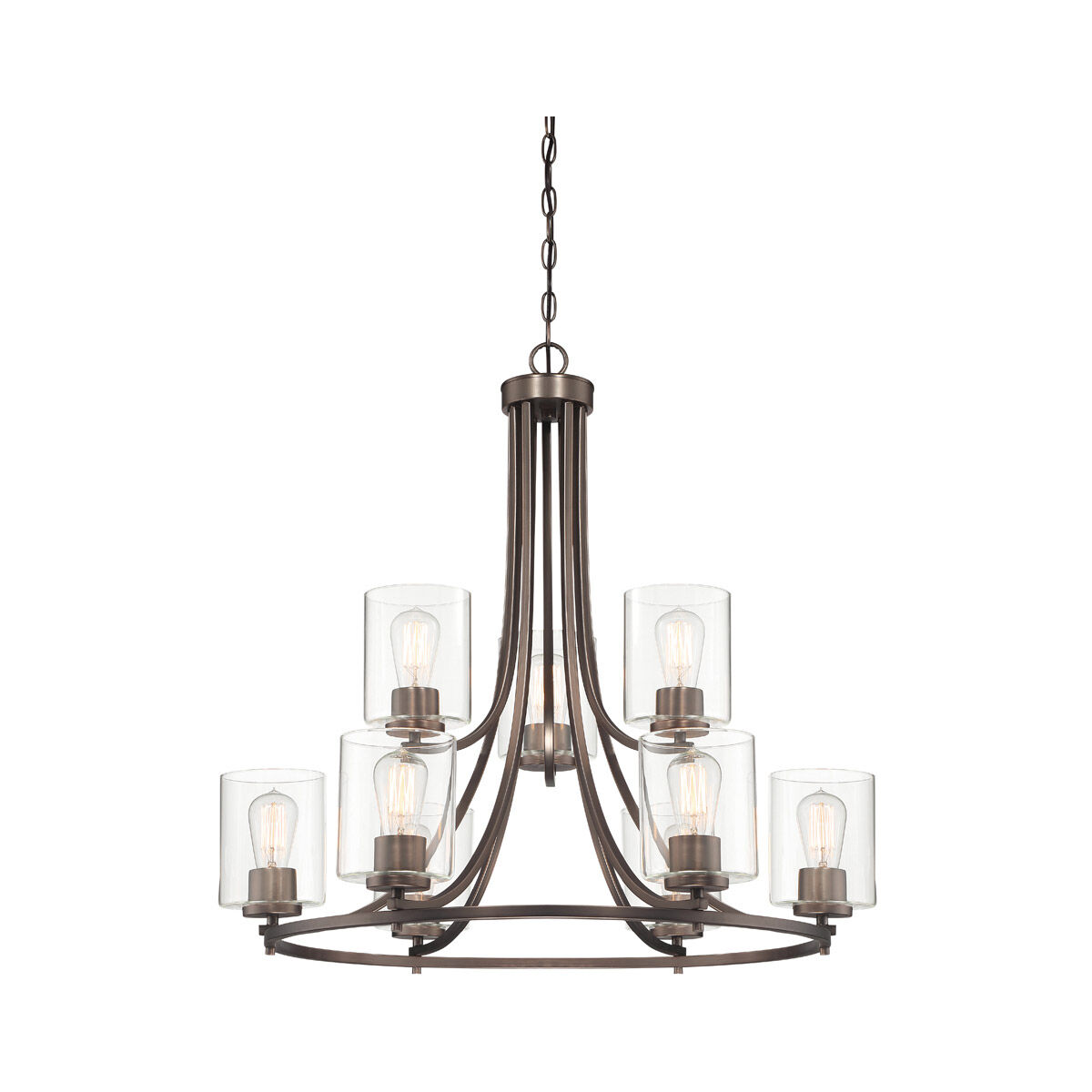 Liam 9 Light 30 inch Satin Copper Bronze Chandelier Ceiling Light