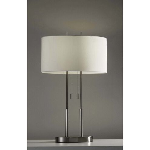 Duet 27 inch 60.00 watt Satin Steel Table Lamp Portable Light in Brushed Steel