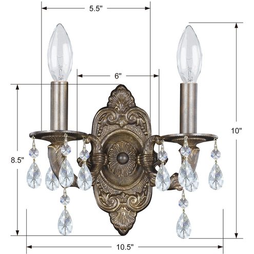 Paris Market 2 Light 10 inch Venetian Bronze Sconce Wall Light in Clear Hand Cut