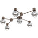 Cabochon Sconce & Flush Mount Wall Light in 3000K LED, Clear, Burnished Bronze with Classic Silver, Hub & Spoke