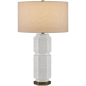 Glebe 28.5 inch 150 watt White/Beige/Blue/Antique Brass Table Lamp Portable Light