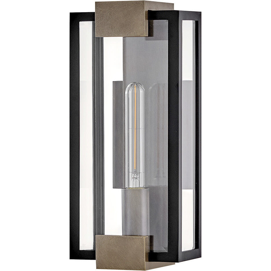 Bergen 1 Light 15 inch Black with Burnished Bronze Outdoor Wall Mount Lantern