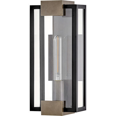 Bergen 1 Light 15 inch Black with Burnished Bronze Outdoor Wall Mount Lantern