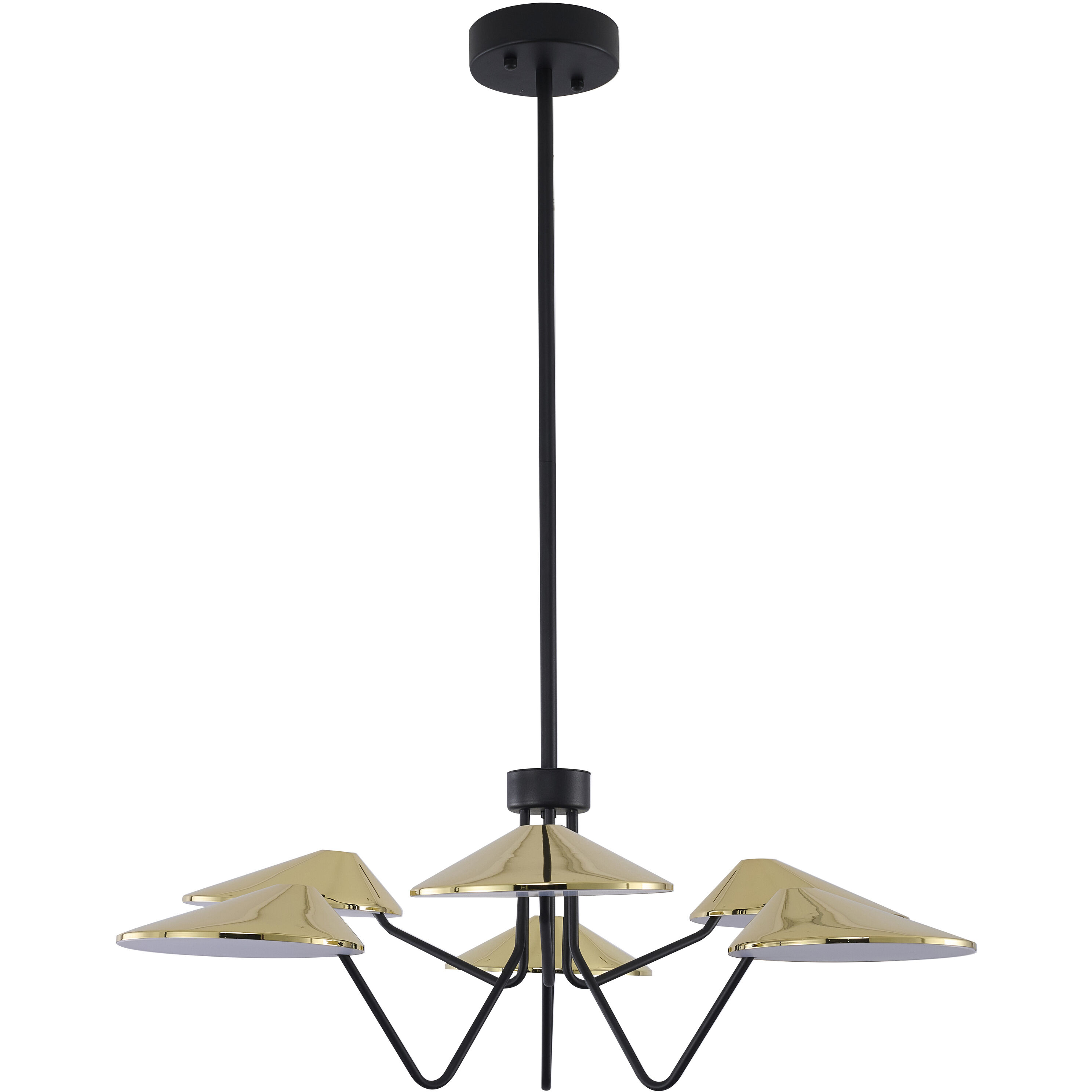 Canada LED 33.5 inch Black & Shiny Brass Chandelier Ceiling Light