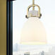 Downtown Urban Newton Bell 1 Light 8 inch Brushed Brass Mini Pendant Ceiling Light in Matte White