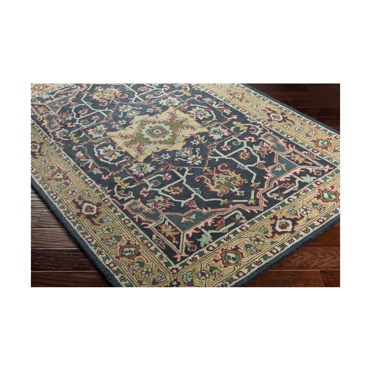 Joli 36 X 24 inch Charcoal/Moss/Burgundy/Aqua/Dark Green/Beige Rugs, Rectangle