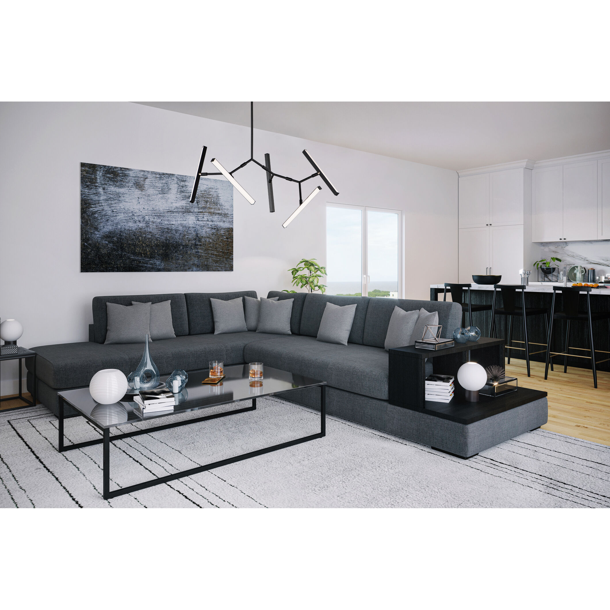 Robotica LED 26.5 inch Black Multi-Light Pendant Ceiling Light