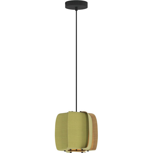Alba LED 10.25 inch Black Pendant Ceiling Light in Pale Green/Ash, WEP Collection