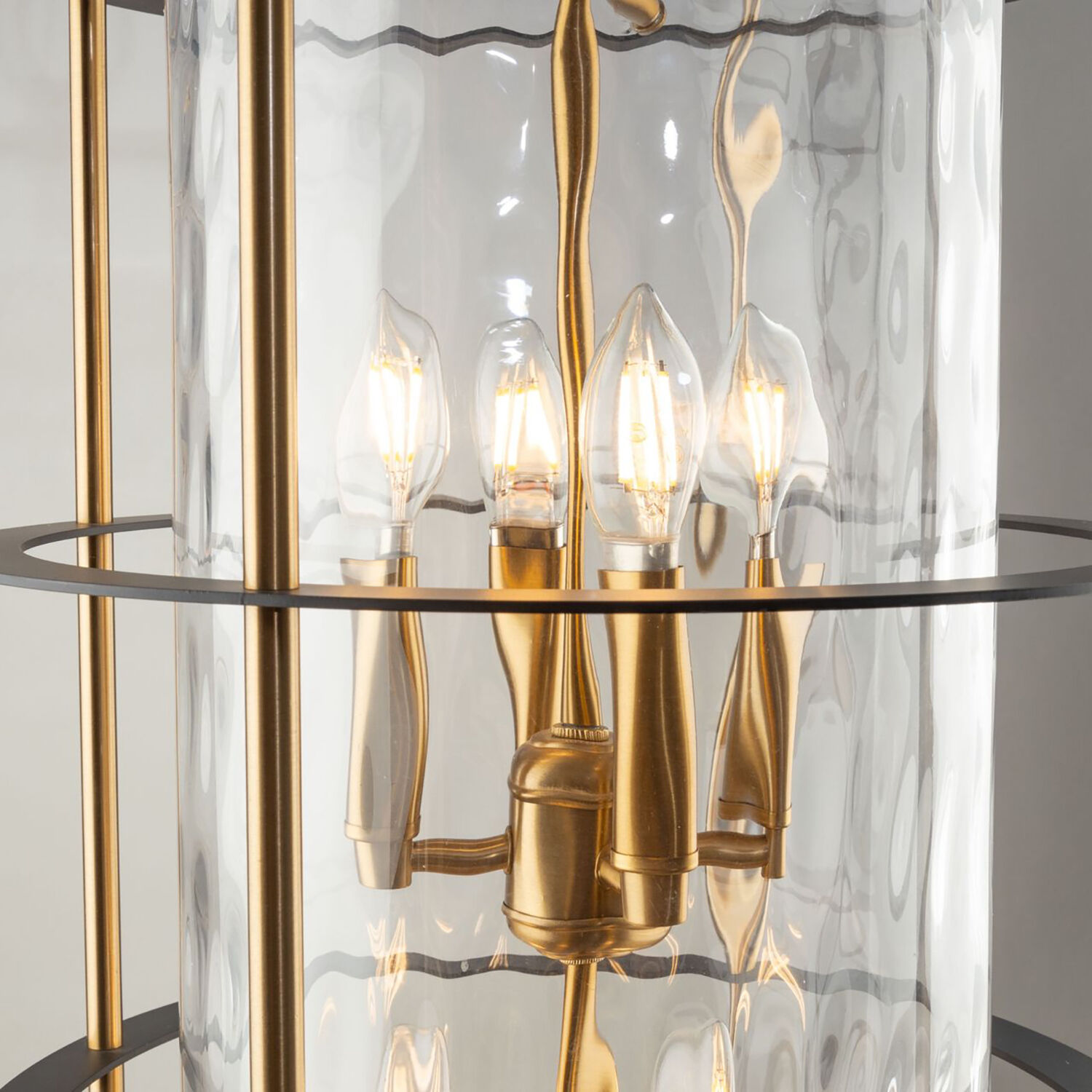 Burford LED 15 inch Brass and Black Chandelier Ceiling Light