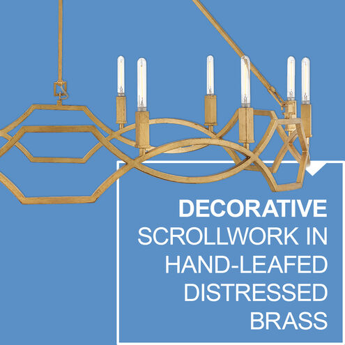 Leona 12 Light 45 inch Distressed Brass Chandelier Ceiling Light