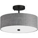 Everly 3 Light 14.25 inch Matte Black with Grey Semi-Flush Mount Ceiling Light