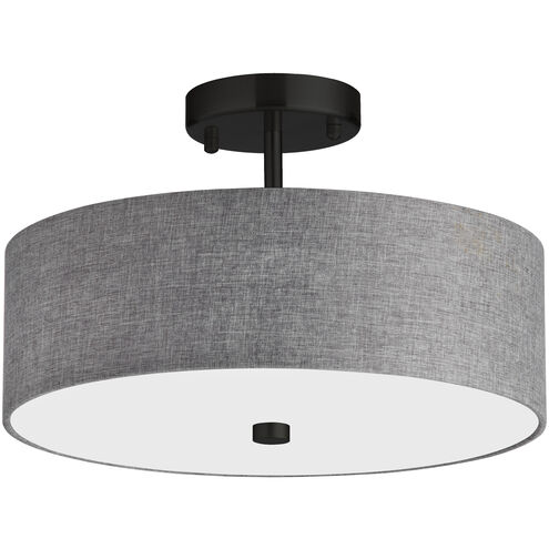 Everly 3 Light 14.25 inch Matte Black with Grey Semi-Flush Mount Ceiling Light