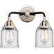 Nouveau 2 Small Bell 2 Light 13 inch Black Polished Nickel Bath Vanity Light Wall Light in Clear Glass