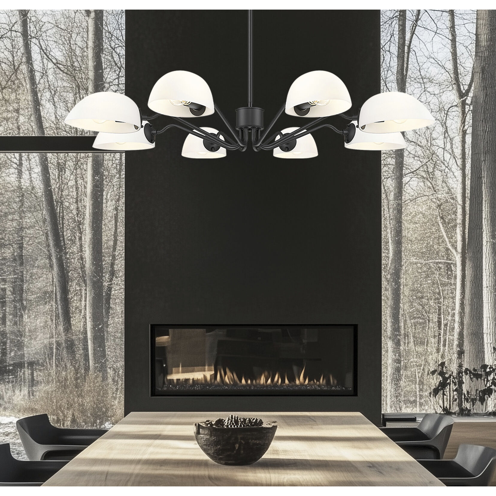 Breton 8 Light 46 inch Matte Black Chandelier Ceiling Light