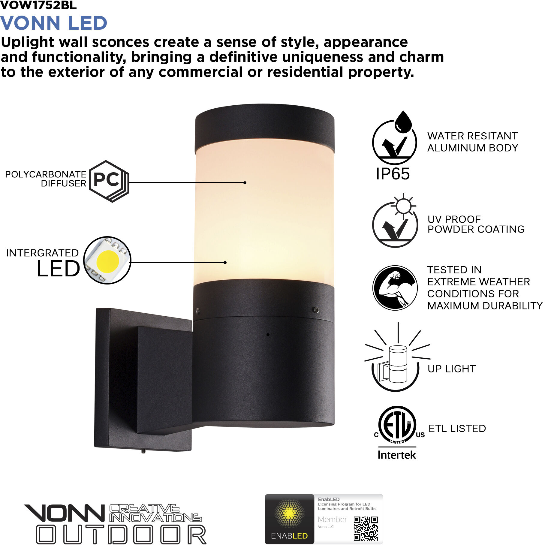 Modern 10.5 inch Matte Black Outdoor Wall Sconce