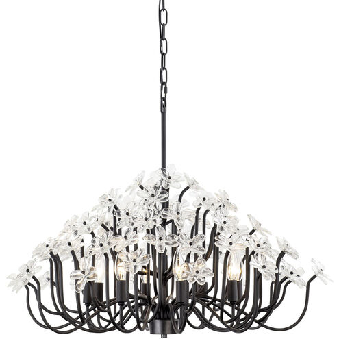 Wildflower 8 Light 32 inch Matte Black Chandelier Ceiling Light, Smithsonian Collaboration