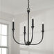 Decklan 4 Light 21.25 inch Black Iron Chandelier Ceiling Light