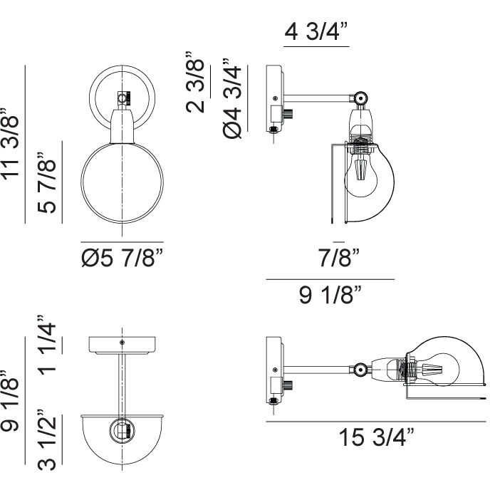 Blare 1 Light 5.88 inch Aged Gold Brass and Black Wall Sconce Wall Light