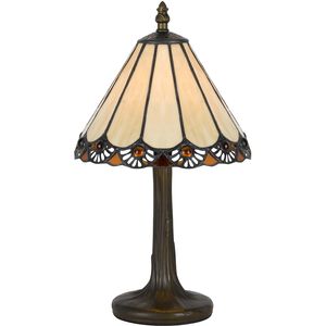 Tiffany 14 inch 40 watt Antique Brass Accent Table Lamp Portable Light