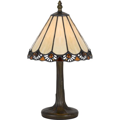 Tiffany 14 inch 40 watt Antique Brass Accent Table Lamp Portable Light