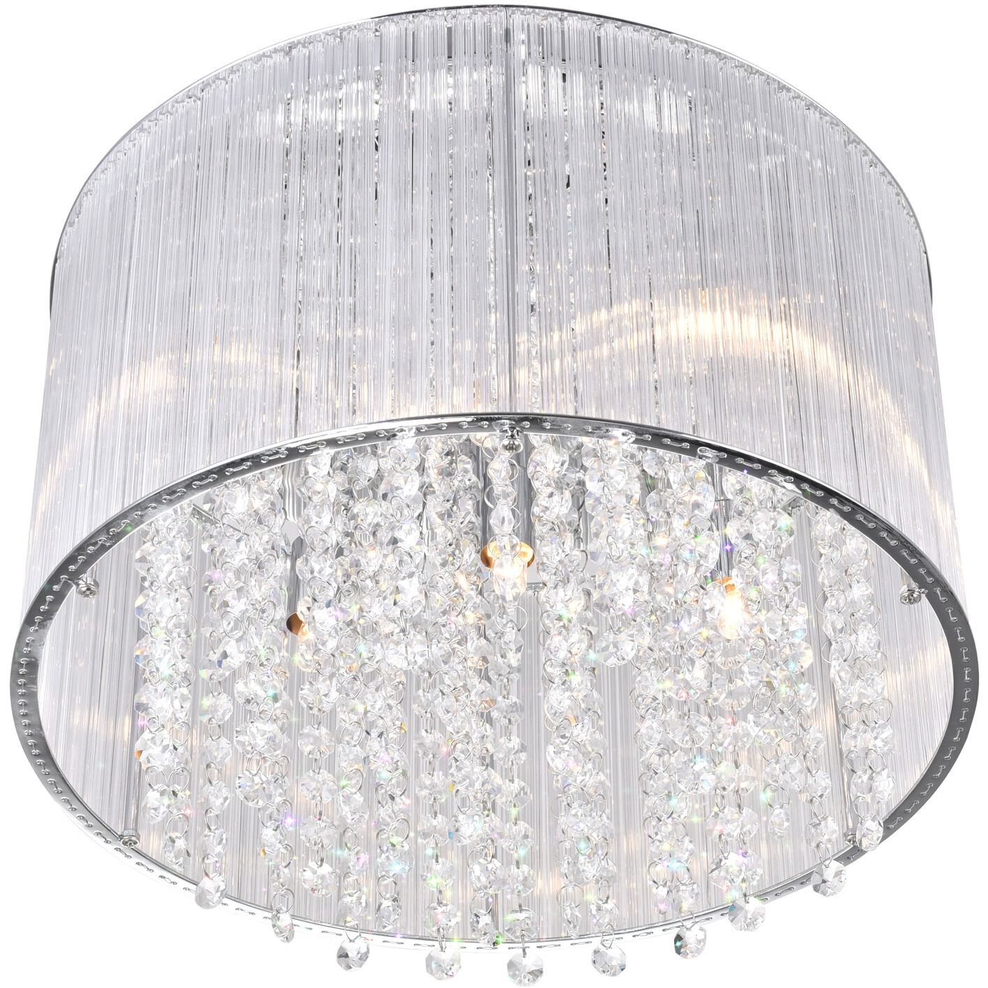 Spring Morning 6 Light 14 inch Chrome Drum Shade Flush Mount Ceiling Light