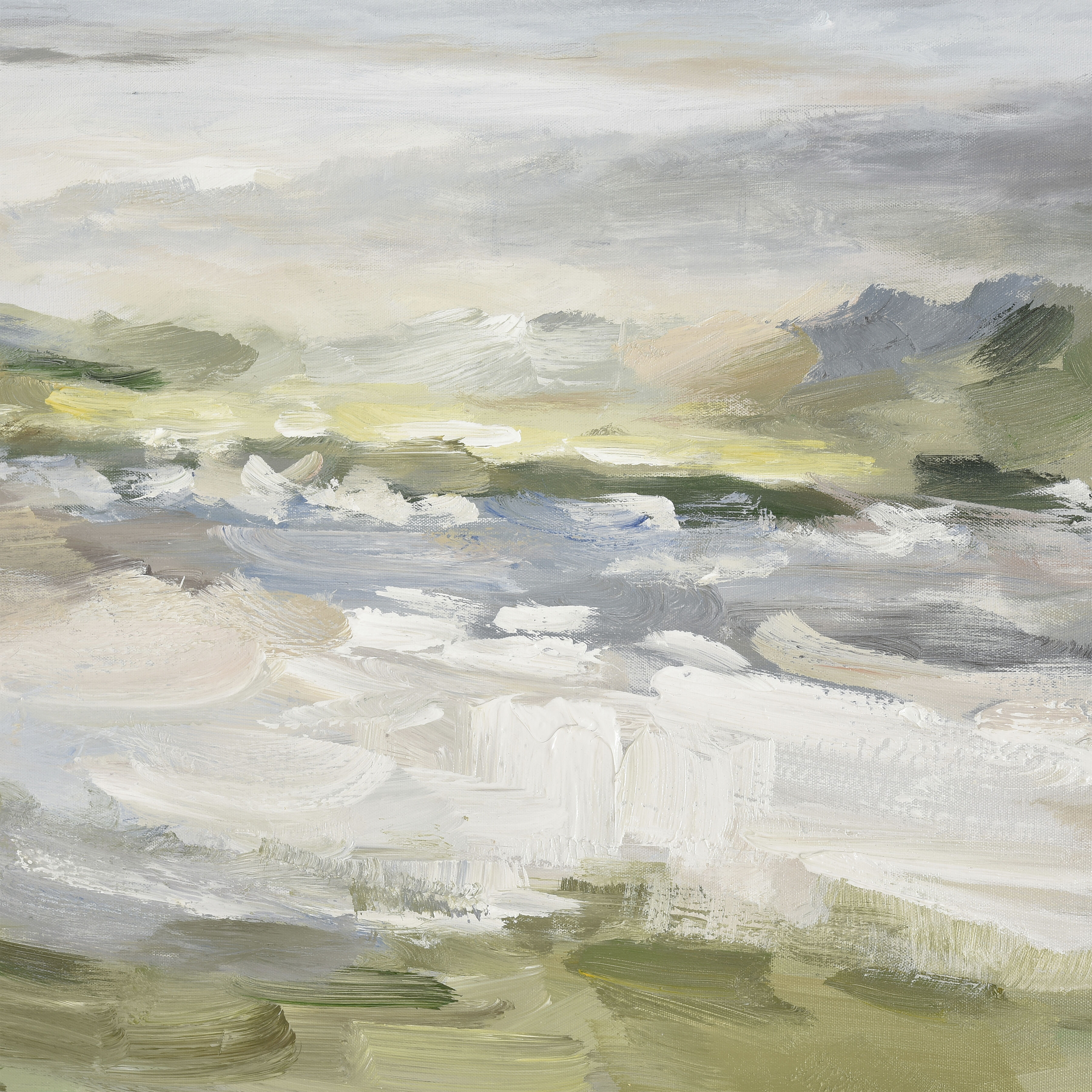 Acton Meadow Gray with Green and Wood Tone Framed Wall Art