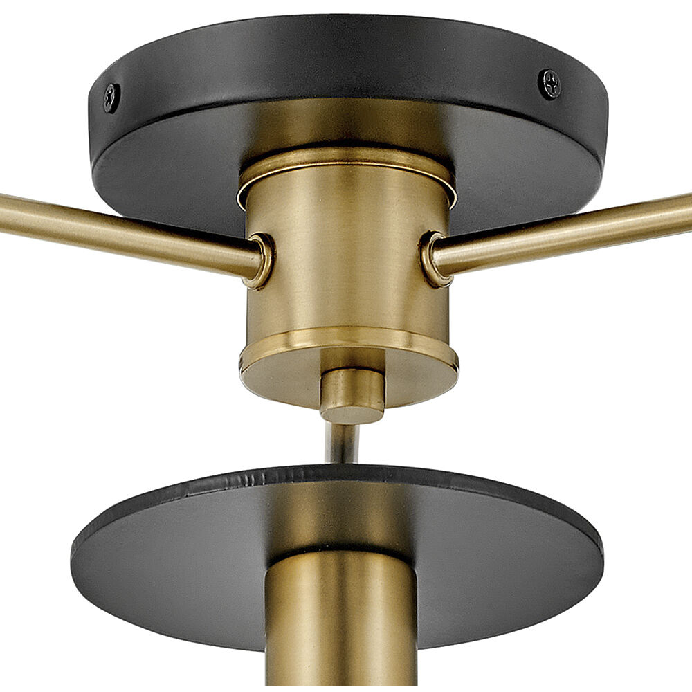 Bobbie LED 20 inch Lacquered Brass Chandelier Ceiling Light, Semi-Flush Mount