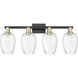 Preston 4 Light 36 inch Black Antique Brass Bath Vanity Light Wall Light in Clear Glass