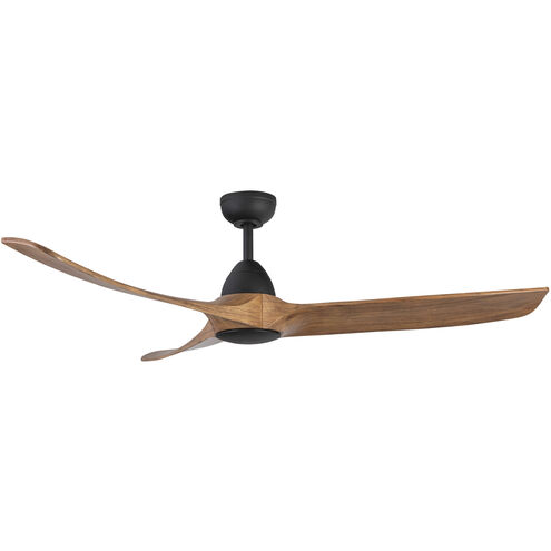 Baylor 60 inch Matte Black and Natural Wood Ceiling Fan