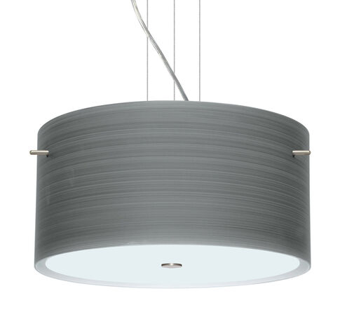 Tamburo LED Satin Nickel Pendant Ceiling Light in Titan Glass