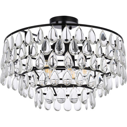 Mila 5 Light 20 inch Black Flush Mount Ceiling Light