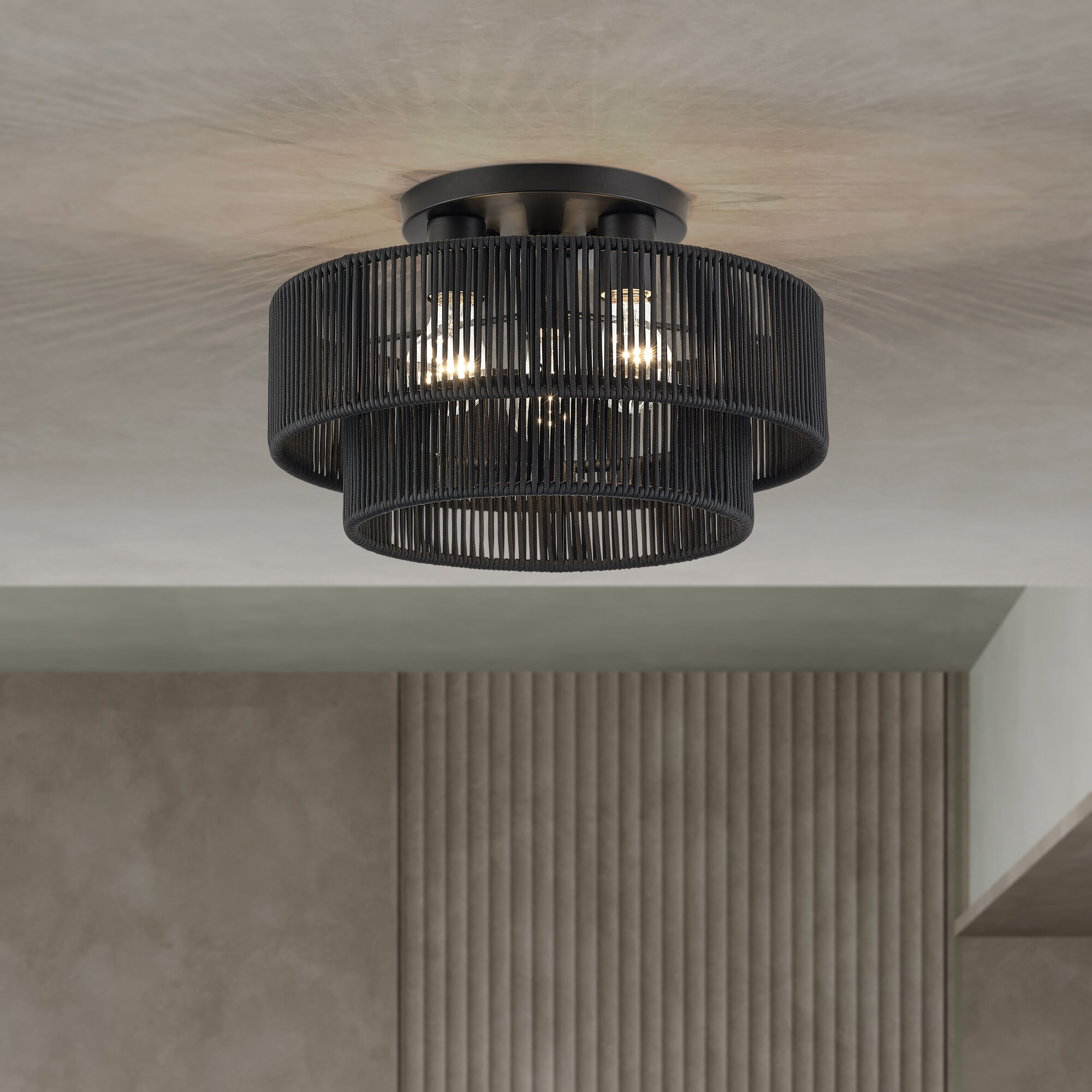 Acordia 3 Light 15 inch Black Semi Flush Mount Ceiling Light, Large