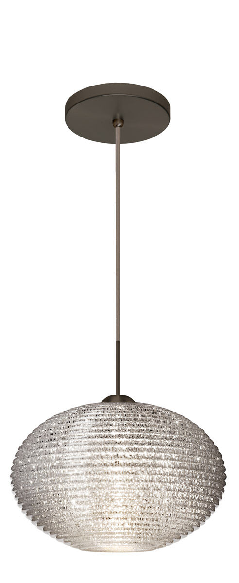 Pape 12 LED Bronze Pendant Ceiling Light in Glitter Glass