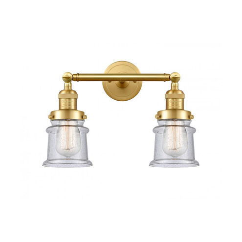 Franklin Restoration Small Canton LED 16.5 inch Satin Gold Bath Vanity Light Wall Light in Seedy Glass, Franklin Restoration