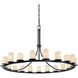 CandleAria 21 Light 60 inch Matte Black Chandelier Ceiling Light in Cream, Cylinder with Melted Rim, Incandescent