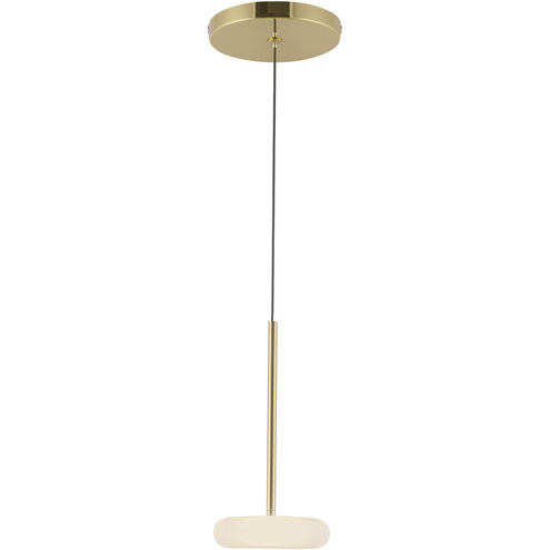 Stephord LED 4 inch Metallic Brass Pendant Ceiling Light in Frosted Glass Shade