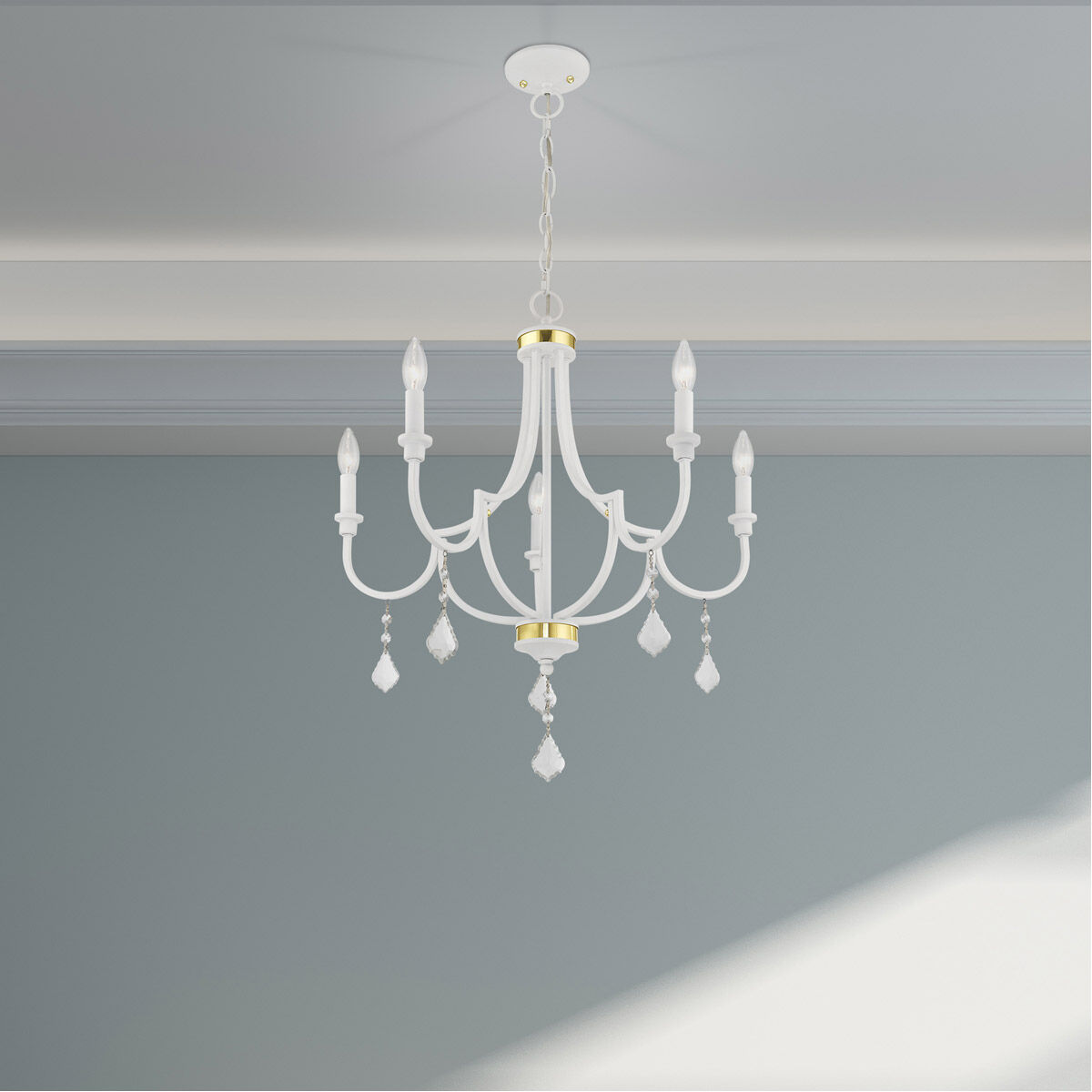 Glendale 5 Light 25 inch White Chandelier Ceiling Light