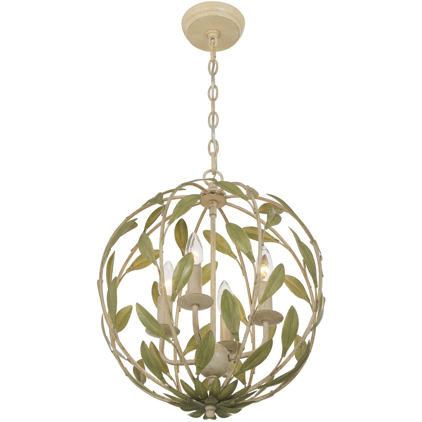 Broche 4 Light 16 inch Champagne Green Tea Mini Chandelier Ceiling Light