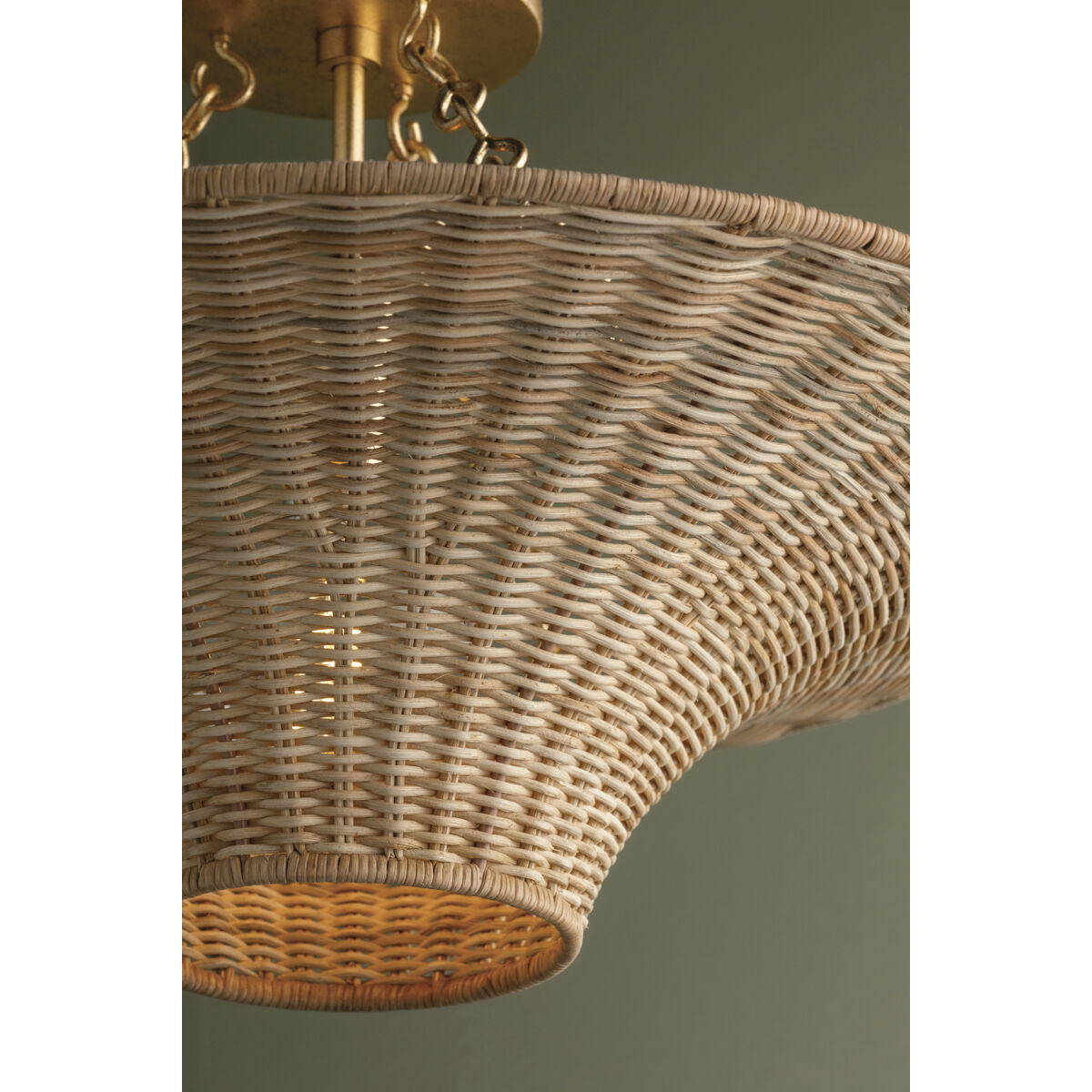 Ketan 1 Light 24.5 inch Vintage Gold Leaf Semi Flush Ceiling Light