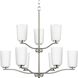 Adley 9 Light 28 inch Brushed Nickel Chandelier Ceiling Light