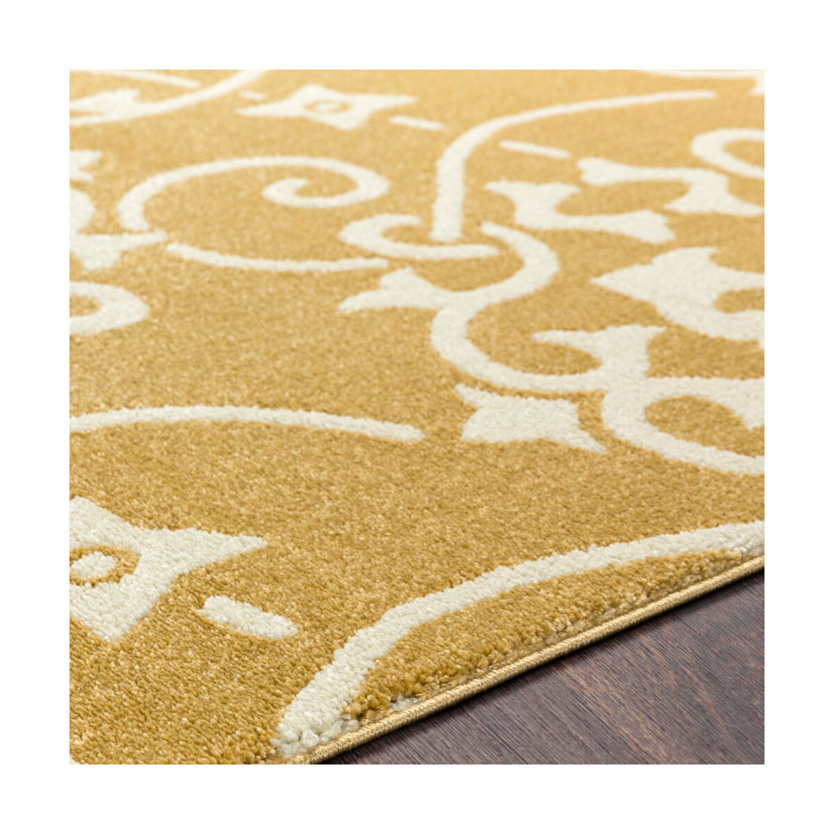 Horizon 94.49 X 94.49 inch Mustard/Cream Machine Woven Rug, Round