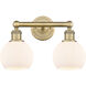 Athens 2 Light 15 inch Brushed Brass Bath Vanity Light Wall Light in Matte White