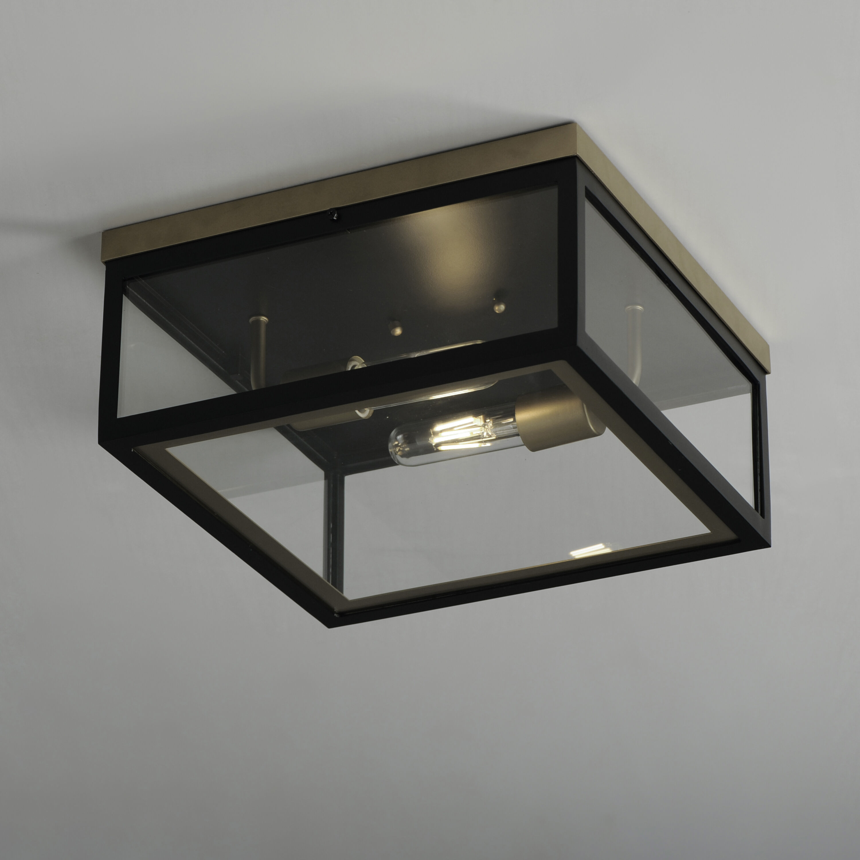 Neoclass 2 Light 13 inch Black/Gold Outdoor Flush Mount