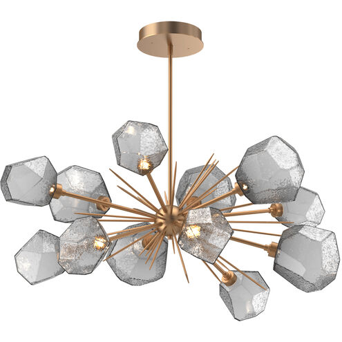 Gem LED 48.3 inch Novel Brass Linear Pendant Ceiling Light in 3000K LED, Smoke, Oval Starburst