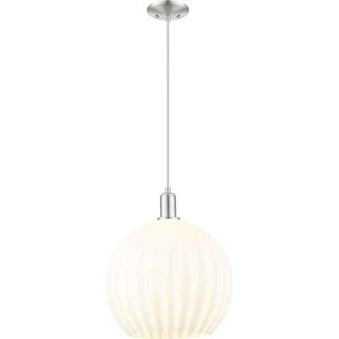Arcadia White Venetian 1 Light 13.75 inch Brushed Satin Nickel Mini Pendant Ceiling Light