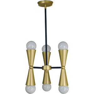 Equinox 6 Light 13 inch Brushed Nickel with Matte Black Accents Mini Chandelier Ceiling Light