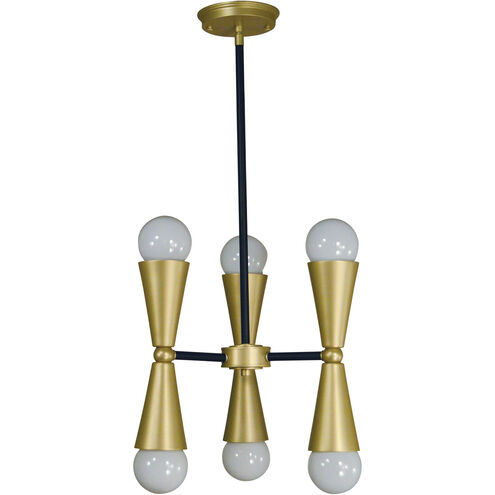 Equinox 6 Light 13 inch Polished Nickel with Matte Black Accents Mini Chandelier Ceiling Light
