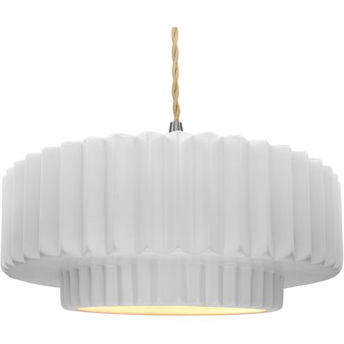 Radiance LED 16.25 inch Gloss White and Brushed Nickel Pendant Ceiling Light