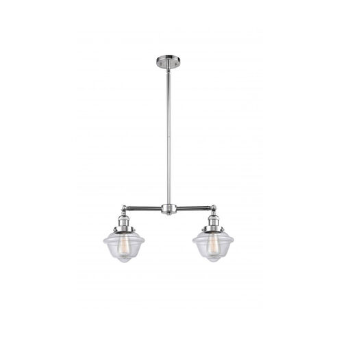 Franklin Restoration Small Oxford 2 Light 24 inch Polished Chrome Island Light Ceiling Light in Clear Glass, Franklin Restoration